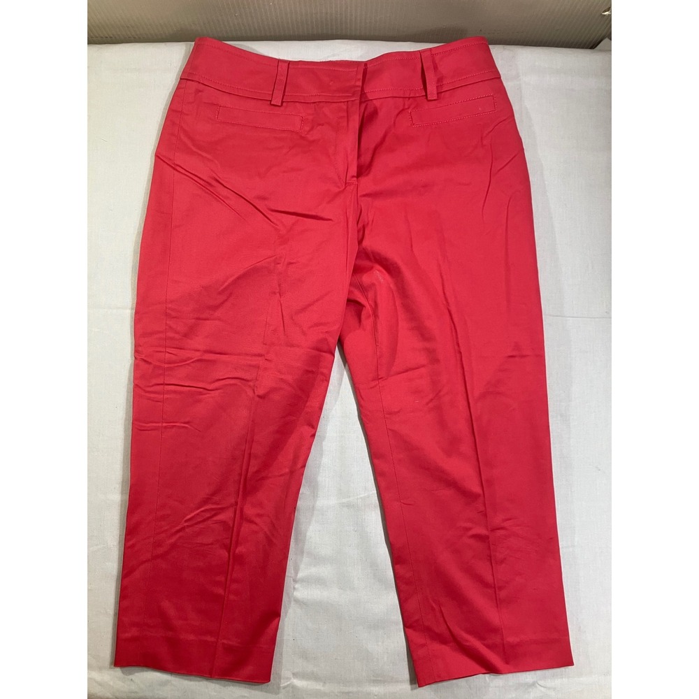 Kasper Sportswear Women 10P Coral Red Cropped Dress Pants Petite Cotton Stretch